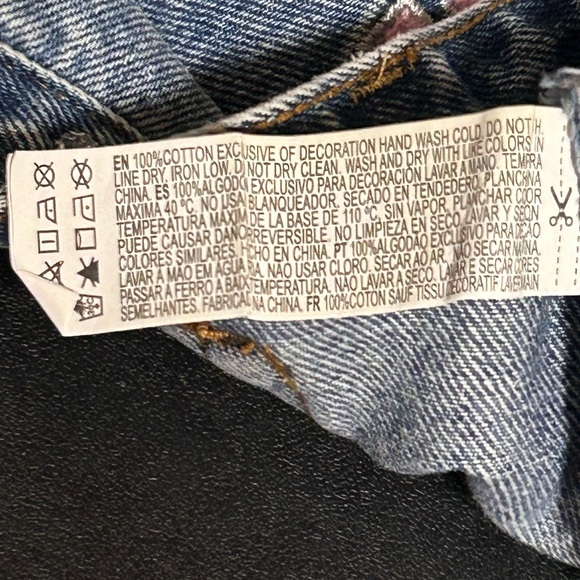 Barbie X Forever21 Rhinestone Distressed Stonewash Denim Mini Skirt Logo Women M - Picture 10 of 11